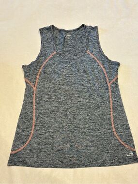 bcg Women's XL Activewear Sleeveless Tank Top Dark Gray Heather Orange Stitching